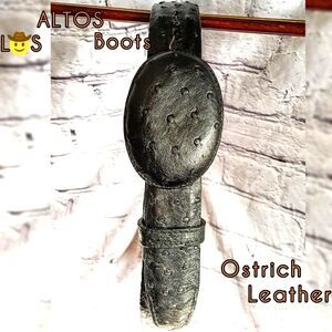 LOS ALTOS handmade GENUINE AUTHENTIC BLACK OSTRICH WESTERN COWBOY BELT